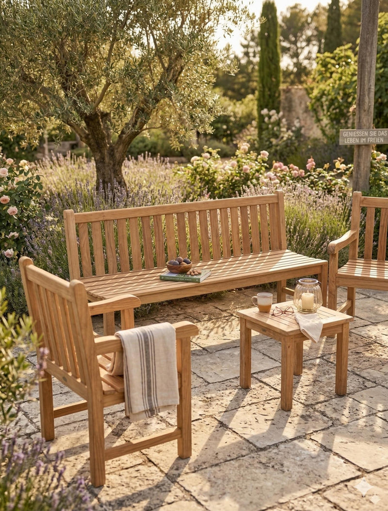 Stabiler Gartensessel Picadelly in Premium Teak mit Armlehnen