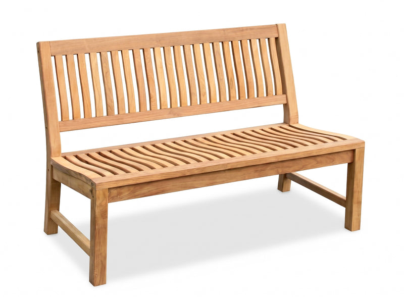 Massive Teakholzbank Kingsbury 150 cm | Gartenbank ohne Armlehne