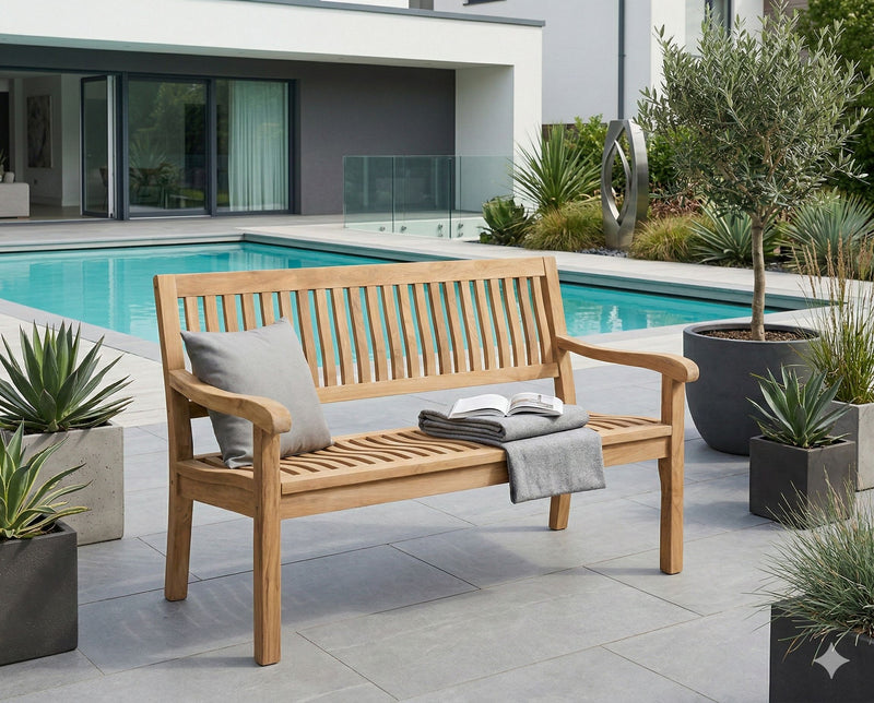 Stabile 3-sitzer Gartenbank Kingsbury in Premium Teak 150 cm