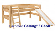 halbhohes MOBY Kinderbett mit Rutsche Kiefer von Dolphin