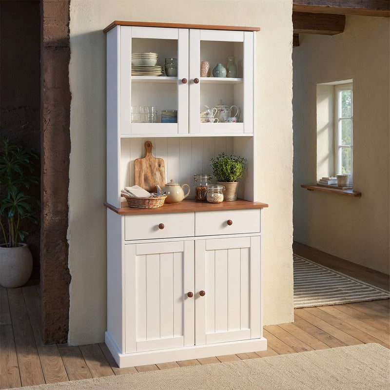 Buffet Vitrine Westerland 4-türig im Landhausstil - Massivholz
