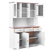 Buffet Vitrine Westerland 5-türig im Landhausstil, Gesamtansicht von vorne mit geöffneten Türen und Schubladen.