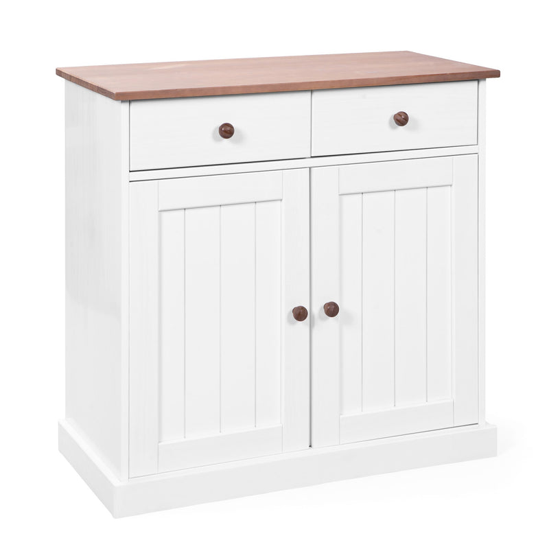 Landhaus Kommode Sideboard Westerland 2-türig Kiefer Weiß lackiert