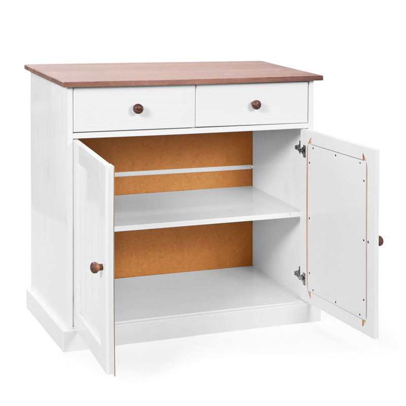Landhaus Kommode Sideboard Westerland 2-türig Kiefer Weiß lackiert