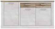 Sideboard DURO 3 Türen und 2 Schubladen in Pinie weiß antik