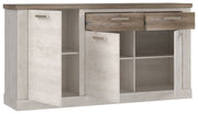 Sideboard DURO 3 Türen und 2 Schubladen in Pinie weiß antik