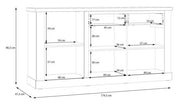 Sideboard DURO 3 Türen und 2 Schubladen in Pinie weiß antik