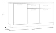 Sideboard DURO 3 Türen und 2 Schubladen in Pinie weiß antik