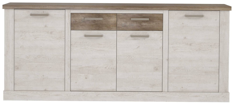 Sideboard DURO 4 Türen und 2 Schubladen in Pinie weiß antik