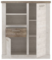 Highboard DURO 2 trg. und 1 Schublade in Pinie weiß antik von Forte