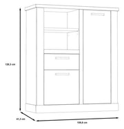 Highboard DURO 2 trg. und 1 Schublade in Pinie weiß antik von Forte