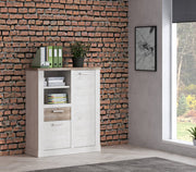 Highboard DURO 2 trg. und 1 Schublade in Pinie weiß antik von Forte