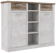 Highboard DURO 2 Türen 2 Schubladen Optik Pinie weiß antik