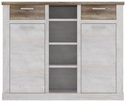 Highboard DURO 2 Türen 2 Schubladen Optik Pinie weiß antik