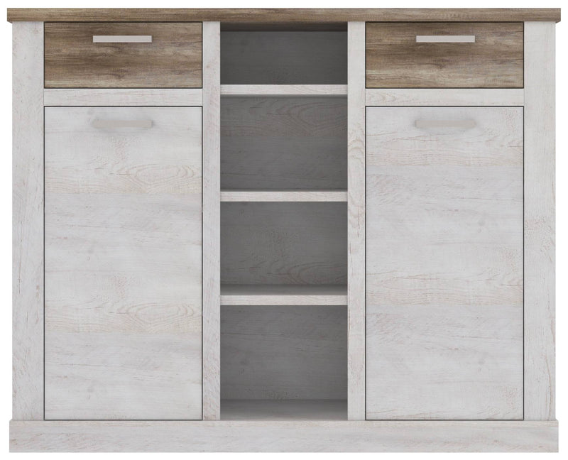 Highboard DURO 2 Türen 2 Schubladen Optik Pinie weiß antik