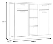 Highboard DURO 2 Türen 2 Schubladen Optik Pinie weiß antik