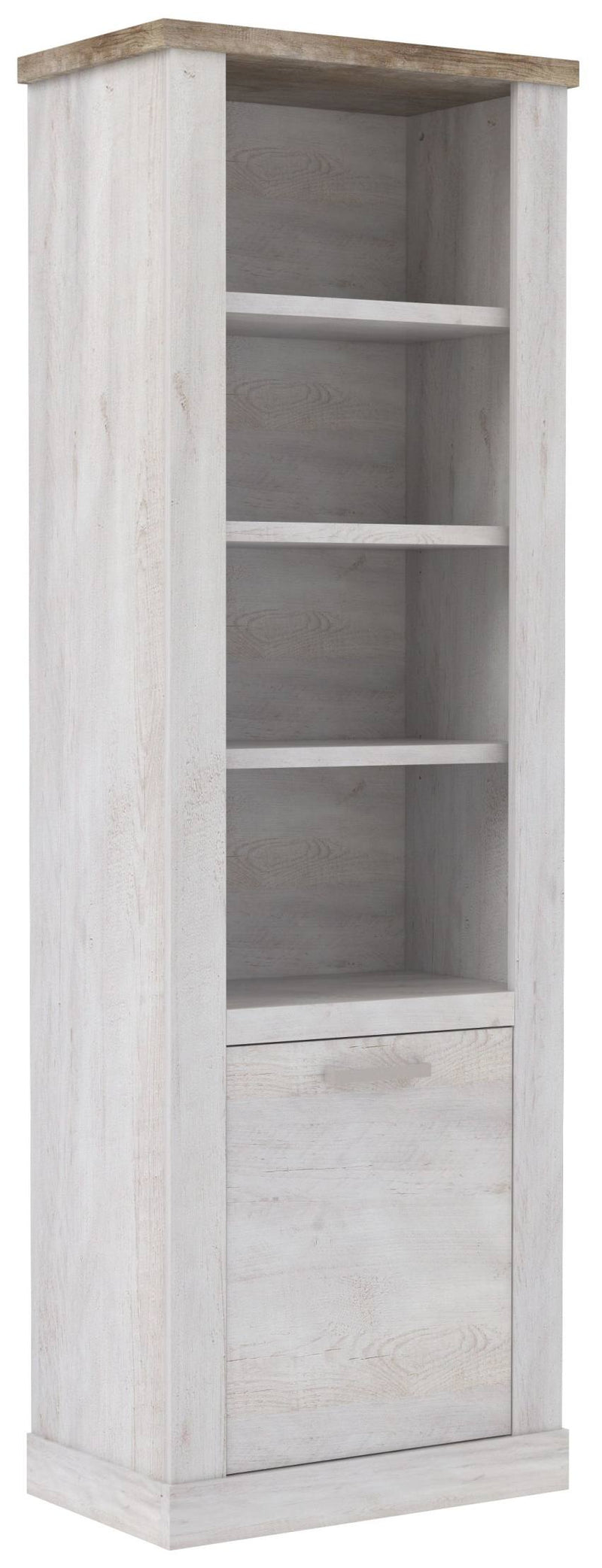 Regal DURO Bücherregal 1 Tür 3 offene Fächer Pinie weiß antik