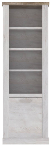 Regal DURO Bücherregal 1 Tür 3 offene Fächer Pinie weiß antik