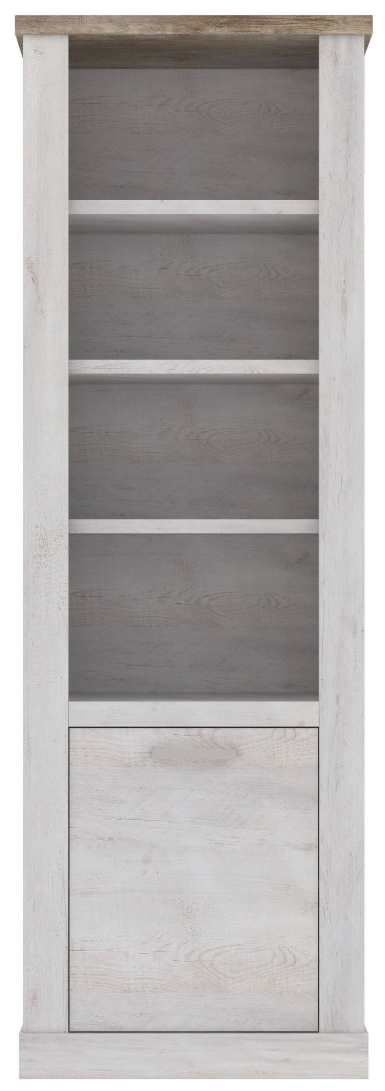 Regal DURO Bücherregal 1 Tür 3 offene Fächer Pinie weiß antik