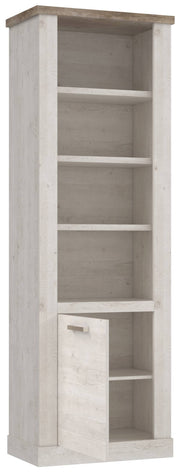 Regal DURO Bücherregal 1 Tür 3 offene Fächer Pinie weiß antik
