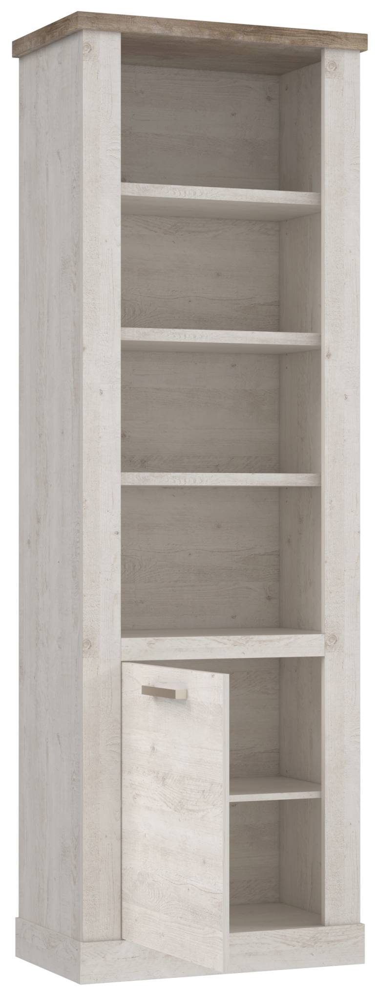 Regal DURO Bücherregal 1 Tür 3 offene Fächer Pinie weiß antik