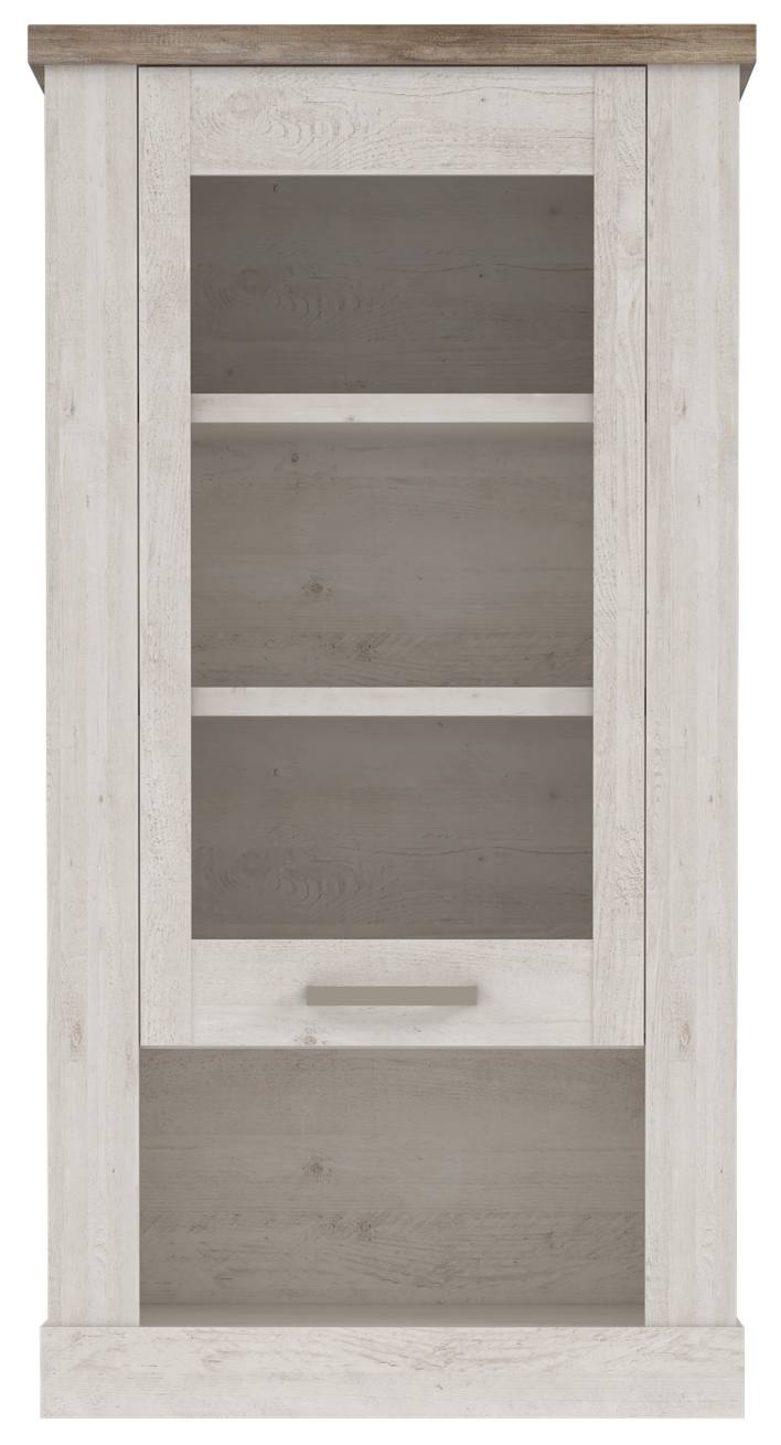 Hängevitrine DURO 1 Glastür Hängeschrank Optik Pinie weiß antik