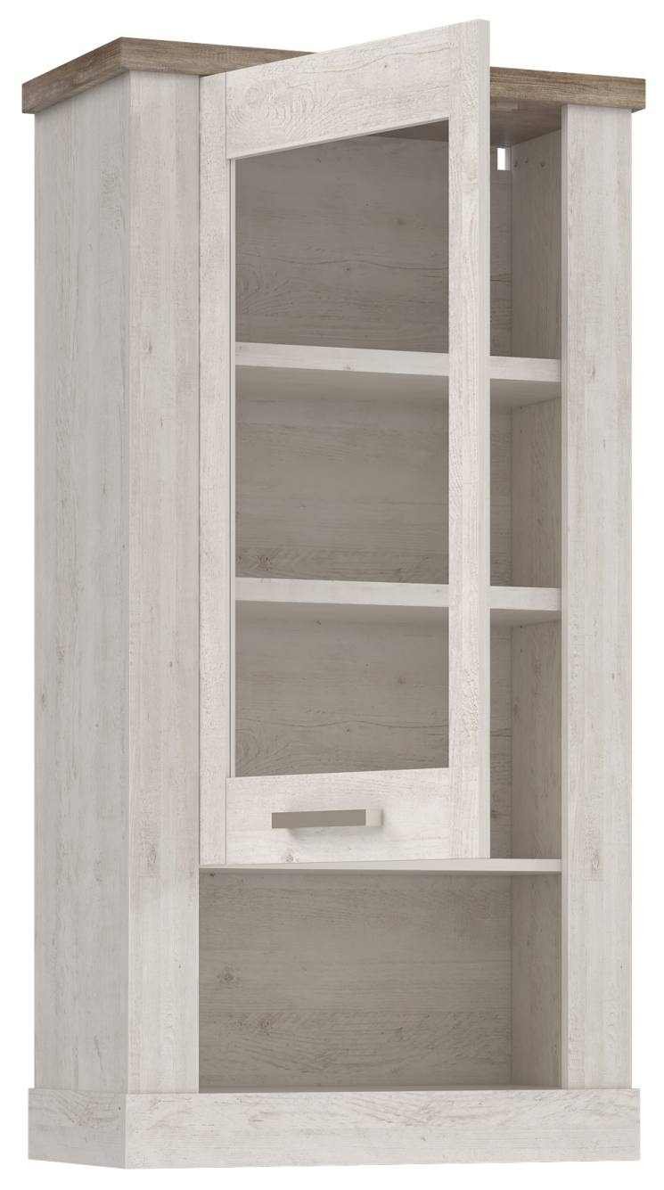 Hängevitrine DURO 1 Glastür Hängeschrank Optik Pinie weiß antik