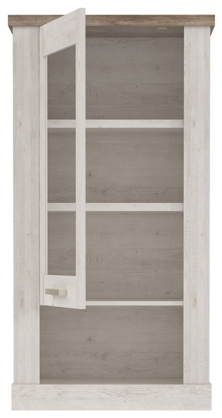 Hängevitrine DURO 1 Glastür Hängeschrank Optik Pinie weiß antik