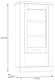 Hängevitrine DURO 1 Glastür Hängeschrank Optik Pinie weiß antik