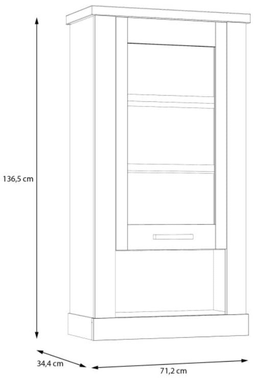Hängevitrine DURO 1 Glastür Hängeschrank Optik Pinie weiß antik