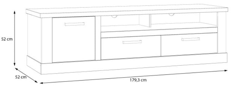 Lowboard DURO TV-Board 2 Schubladen und Gerätefach Pinie weiß antik
