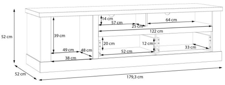 Lowboard DURO TV-Board 2 Schubladen und Gerätefach Pinie weiß antik