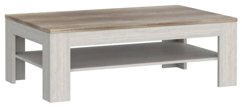 Couchtisch DURO 120 x 75 cm Optik Pinie weiß / Eiche antik