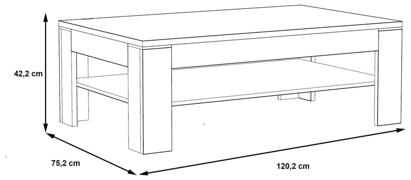 Couchtisch DURO 120 x 75 cm Optik Pinie weiß / Eiche antik