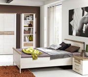 Gästezimmer mit Bücherregal Duro in Pinia weiß und Eiche antik