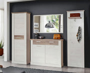 Garderobe Duro Komplettset Dekor in Pinia weiß und Eiche antik
