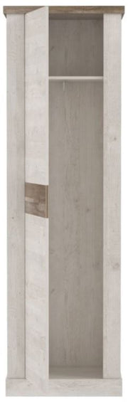 Garderobe DURO 4-tlg. Komplett-Set Pinie weiß Absetzungen Eiche Antik