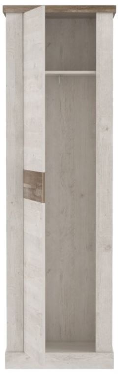 Garderobe DURO 4-tlg. Komplett-Set Pinie weiß Absetzungen Eiche Antik