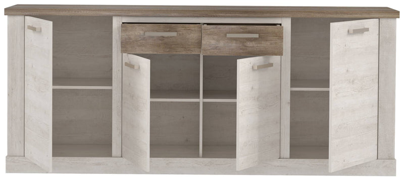 Esszimmer DURO Set 5-tlg Optik Pinie weiß antik