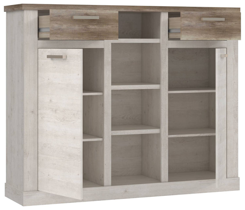 Esszimmer DURO Set 5-tlg Optik Pinie weiß antik