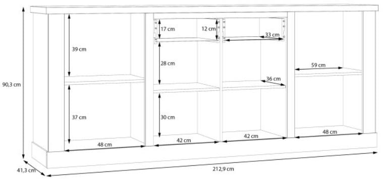 Esszimmer DURO Set 5-tlg Optik Pinie weiß antik