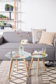 Runder Glas Beistelltisch BROR 2er Set Setting