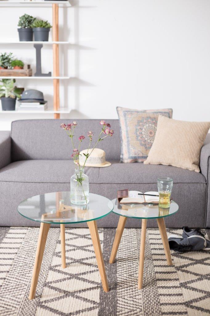 Runder Glas Beistelltisch BROR 2er Set Setting