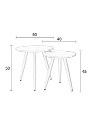 Runder Beistelltisch DAVEN schwarz 2er Set 