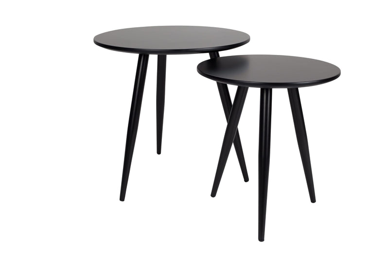 Runder Beistelltisch DAVEN schwarz 2er Set 