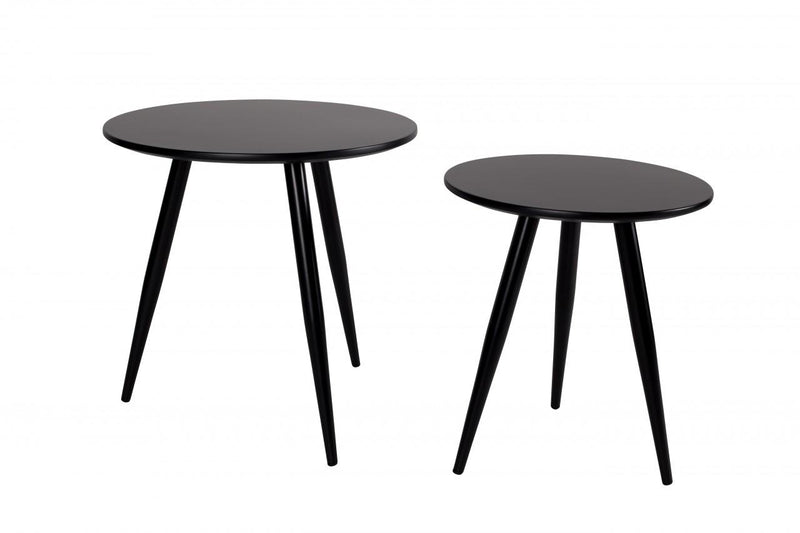 Runder Beistelltisch DAVEN schwarz 2er Set 