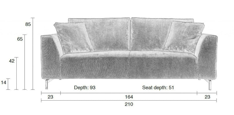 Sofa 3-sitzer DRAGON RIB in grau von Zuiver