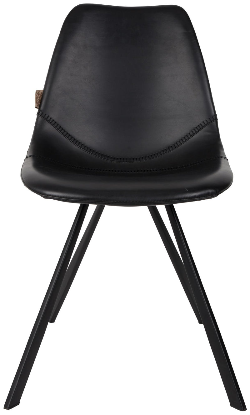 Esszimmerstuhl FRANKY Kunstleder Vintage schwarz von DutchBone