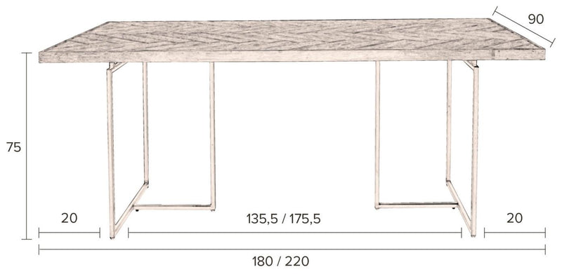 Esstisch CLASS mit Fischgrät Platte 180 x 90 cm von DutchBone