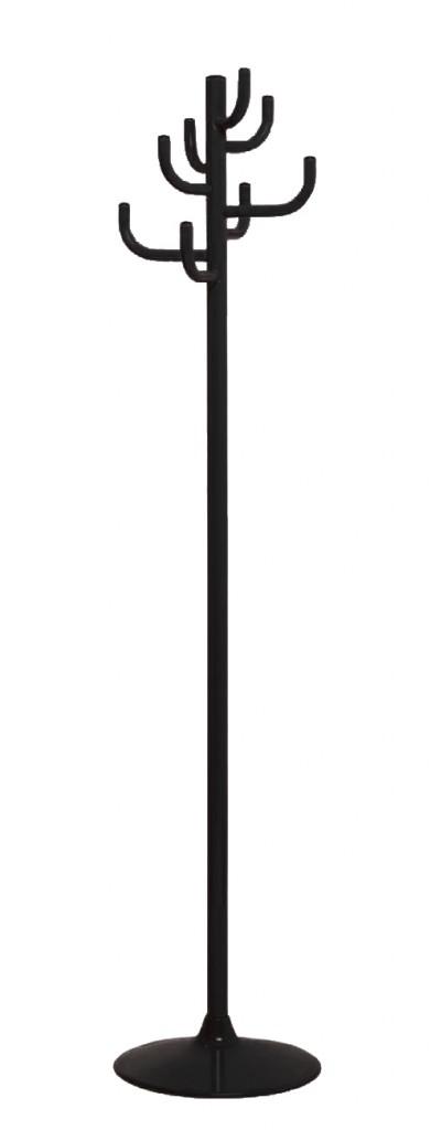 Kleiderständer KAKTUS Schwarz Design Garderobe in Gesamtansicht mit runder Standfläche und mehreren Armen.